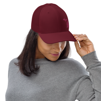 Michigan Vintage Trucker Hat | Ruby Red Outline