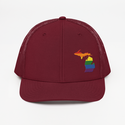 Michigan Vintage Trucker Hat | Rainbow Pride Outline