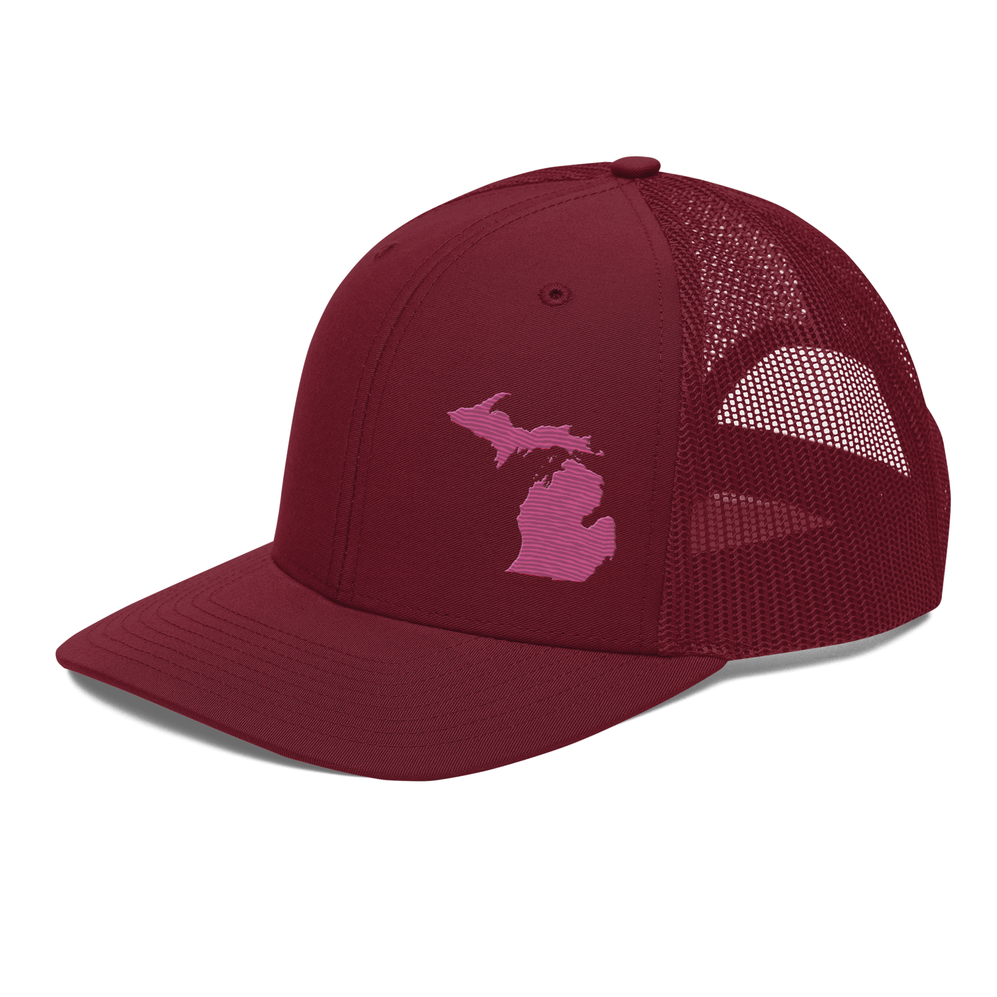 Michigan Vintage Trucker Hat | Apple Blossom Pink Outline