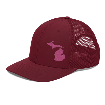 Michigan Vintage Trucker Hat | Apple Blossom Pink Outline