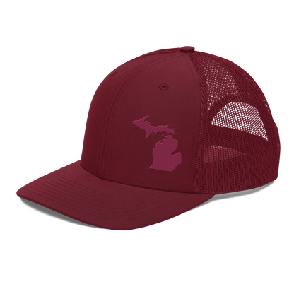 Michigan Vintage Trucker Hat | Ruby Red Outline