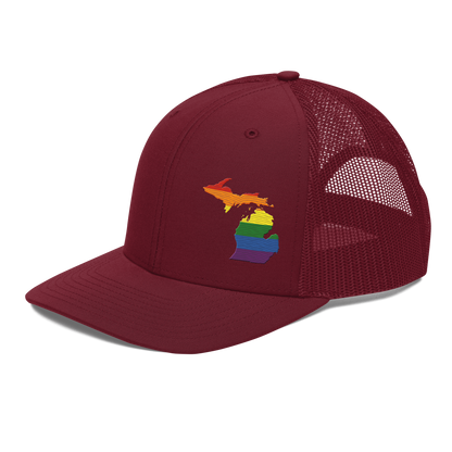 Michigan Vintage Trucker Hat | Rainbow Pride Outline