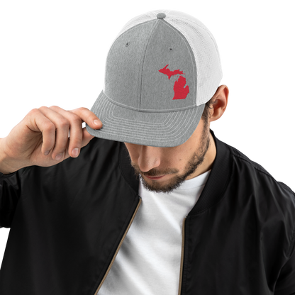 Michigan Vintage Trucker Hat | Lighthouse Red Outline