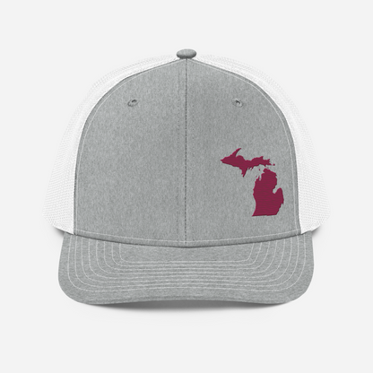 Michigan Vintage Trucker Hat | Ruby Red Outline