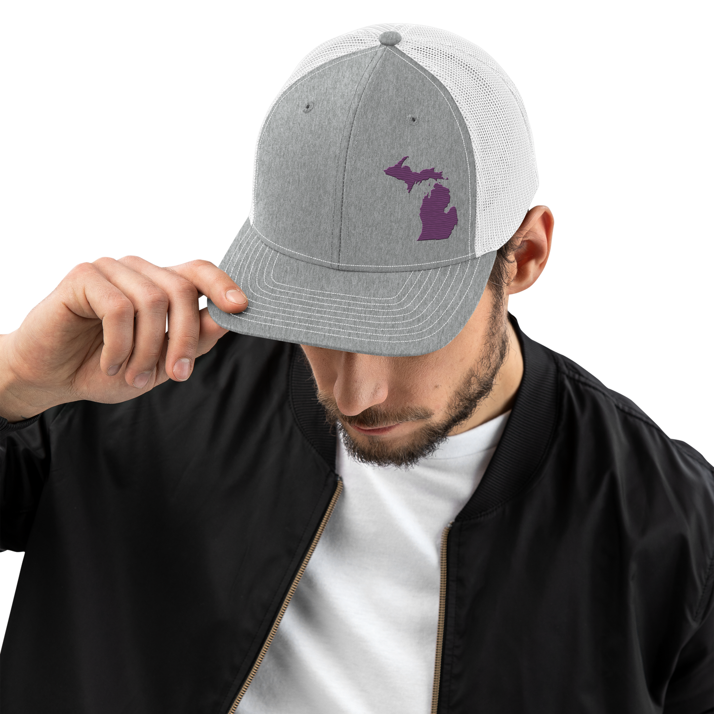 Michigan Vintage Trucker Hat | Plum Outline