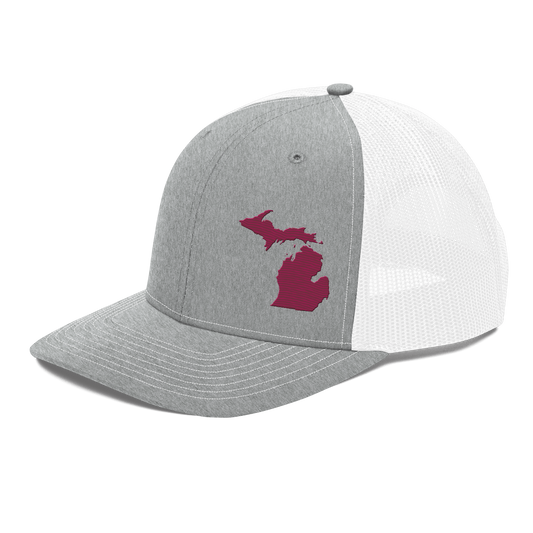 Michigan Vintage Trucker Hat | Ruby Red Outline