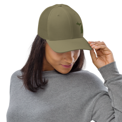 Michigan Vintage Trucker Hat | Army Green Outline