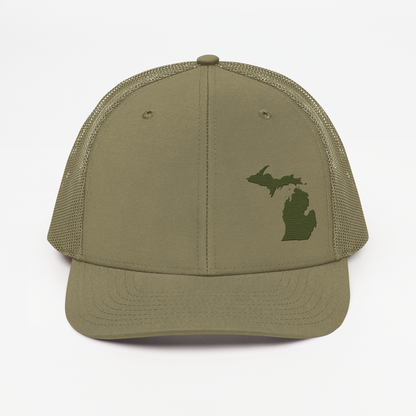 Michigan Vintage Trucker Hat | Army Green Outline