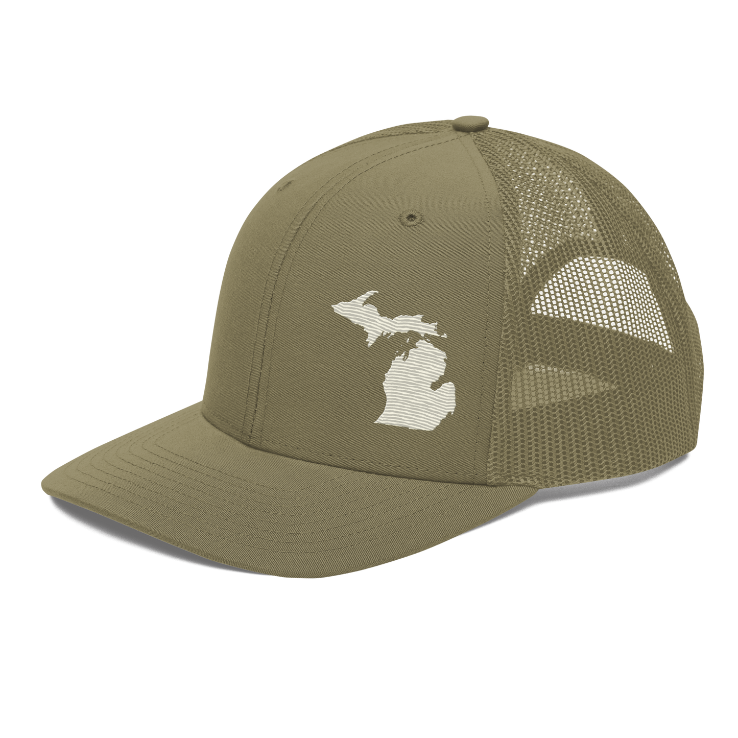 Michigan Vintage Trucker Hat | Ivory White Outline