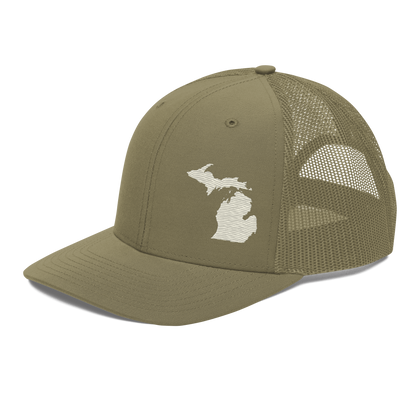 Michigan Vintage Trucker Hat | Ivory White Outline