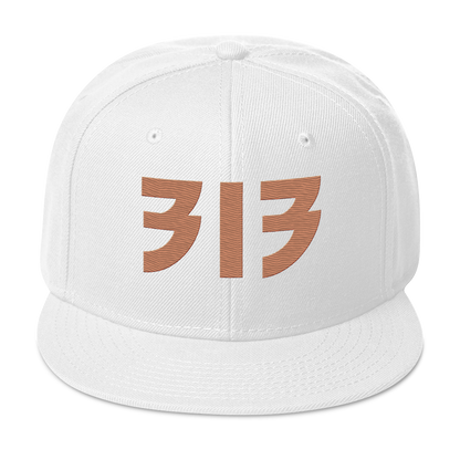 Detroit '313' Snapback (Glam Font) | 6-Panel - Copper