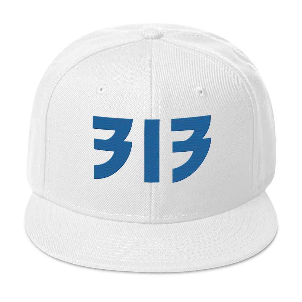 Detroit '313' Snapback (Glam Font) | 6-Panel - Azure