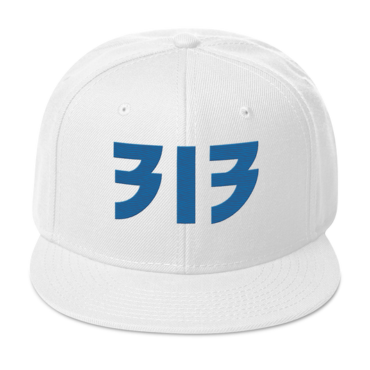 Detroit '313' Snapback (Glam Font) | 6-Panel - Azure