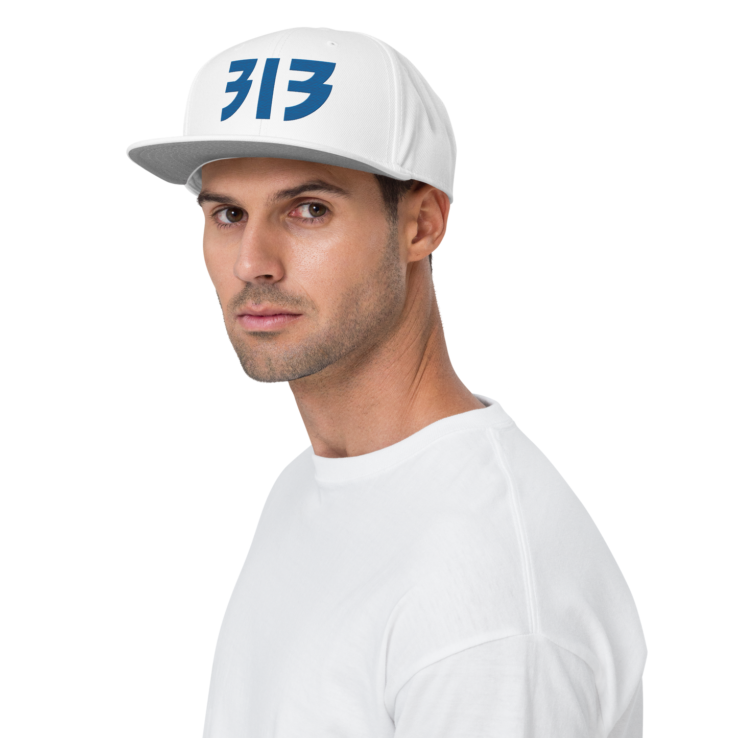 Detroit '313' Snapback (Glam Font) | 6-Panel - Azure