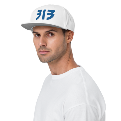 Detroit '313' Snapback (Glam Font) | 6-Panel - Azure