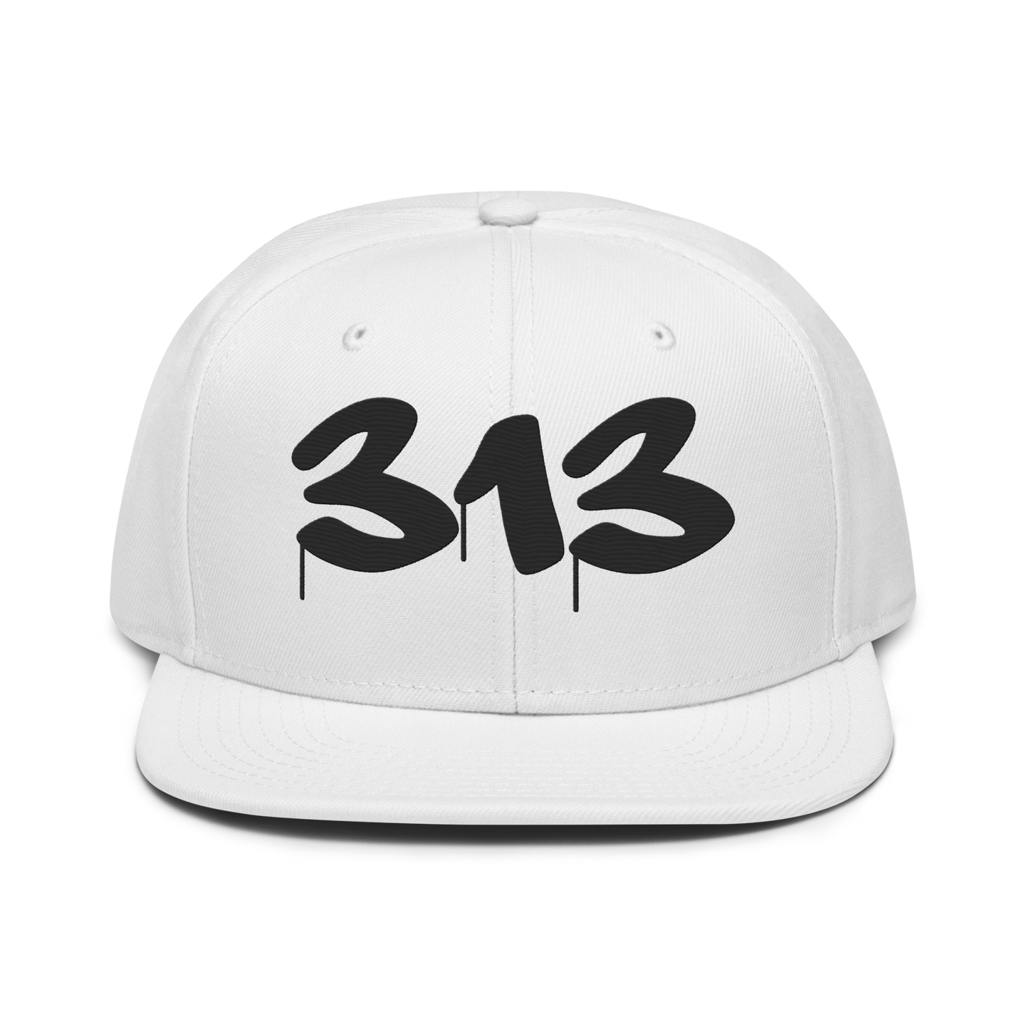 Detroit '313' Snapback (Tag Font) | 6-Panel - Black