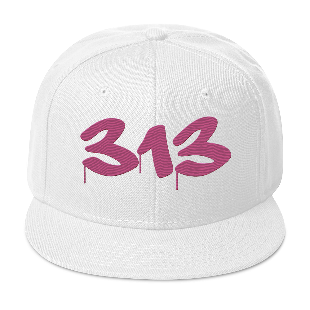 Detroit '313' Snapback (Tag Font) | 6-Panel - Apple Blossom Pink