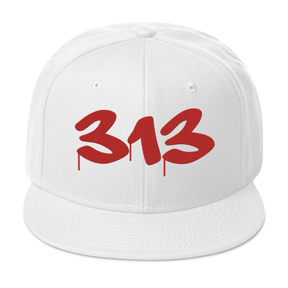 Detroit '313' Snapback (Tag Font) | 6-Panel - Aliform Red