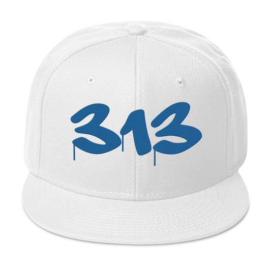 Detroit '313' Snapback (Tag Font) | 6-Panel - Azure