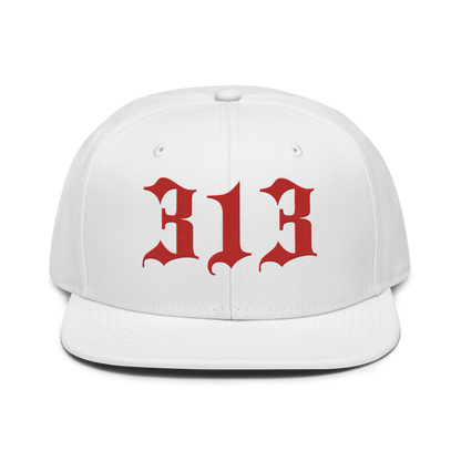 Detroit '313' Snapback (Old English Font) | 6-Panel - Aliform Red