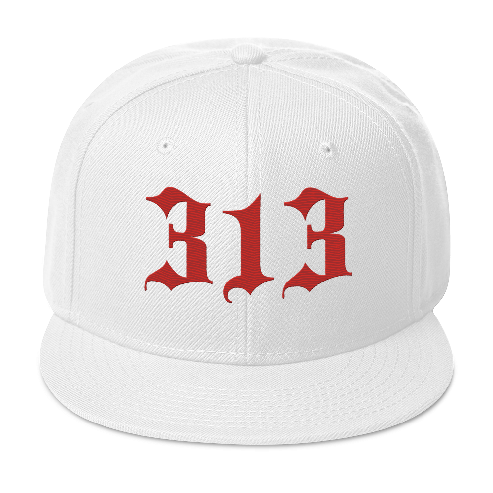 Detroit '313' Snapback (Old English Font) | 6-Panel - Aliform Red