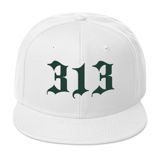 Detroit '313' Snapback (Old English Font) | 6-Panel - Laconic Green