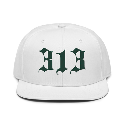 Detroit '313' Snapback (Old English Font) | 6-Panel - Laconic Green