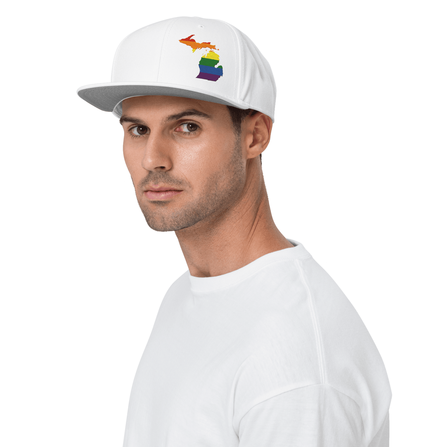 Michigan Snapback | 6-Panel - Rainbow Pride Outline