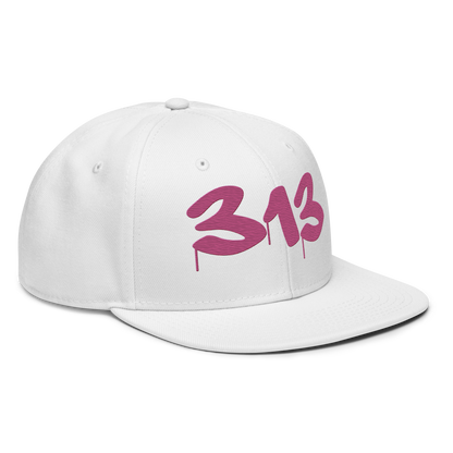 Detroit '313' Snapback (Tag Font) | 6-Panel - Apple Blossom Pink