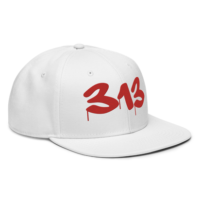 Detroit '313' Snapback (Tag Font) | 6-Panel - Aliform Red