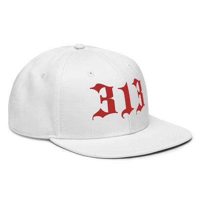 Detroit '313' Snapback (Old English Font) | 6-Panel - Aliform Red