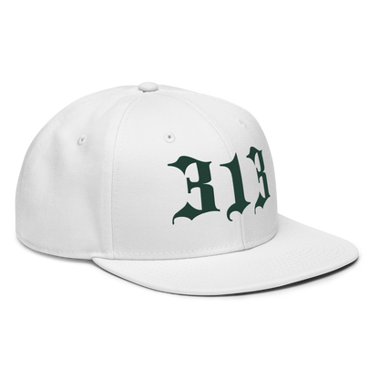 Detroit '313' Snapback (Old English Font) | 6-Panel - Laconic Green