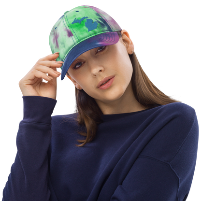 Michigan Tie-Dye Cap | Traverse Blue Outline