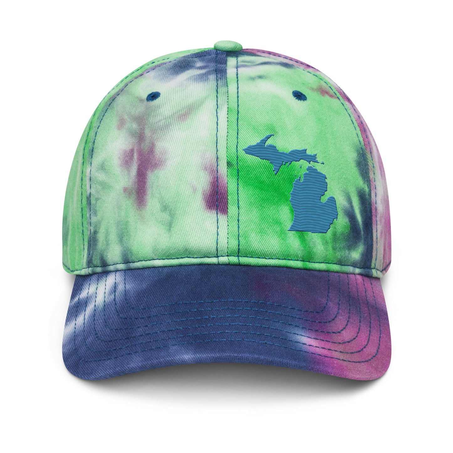 Michigan Tie-Dye Cap | Traverse Blue Outline