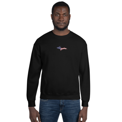 Michigan Upper Peninsula Sweatshirt (w/ Embroidered UP USA Flag Outline) | Unisex Standard