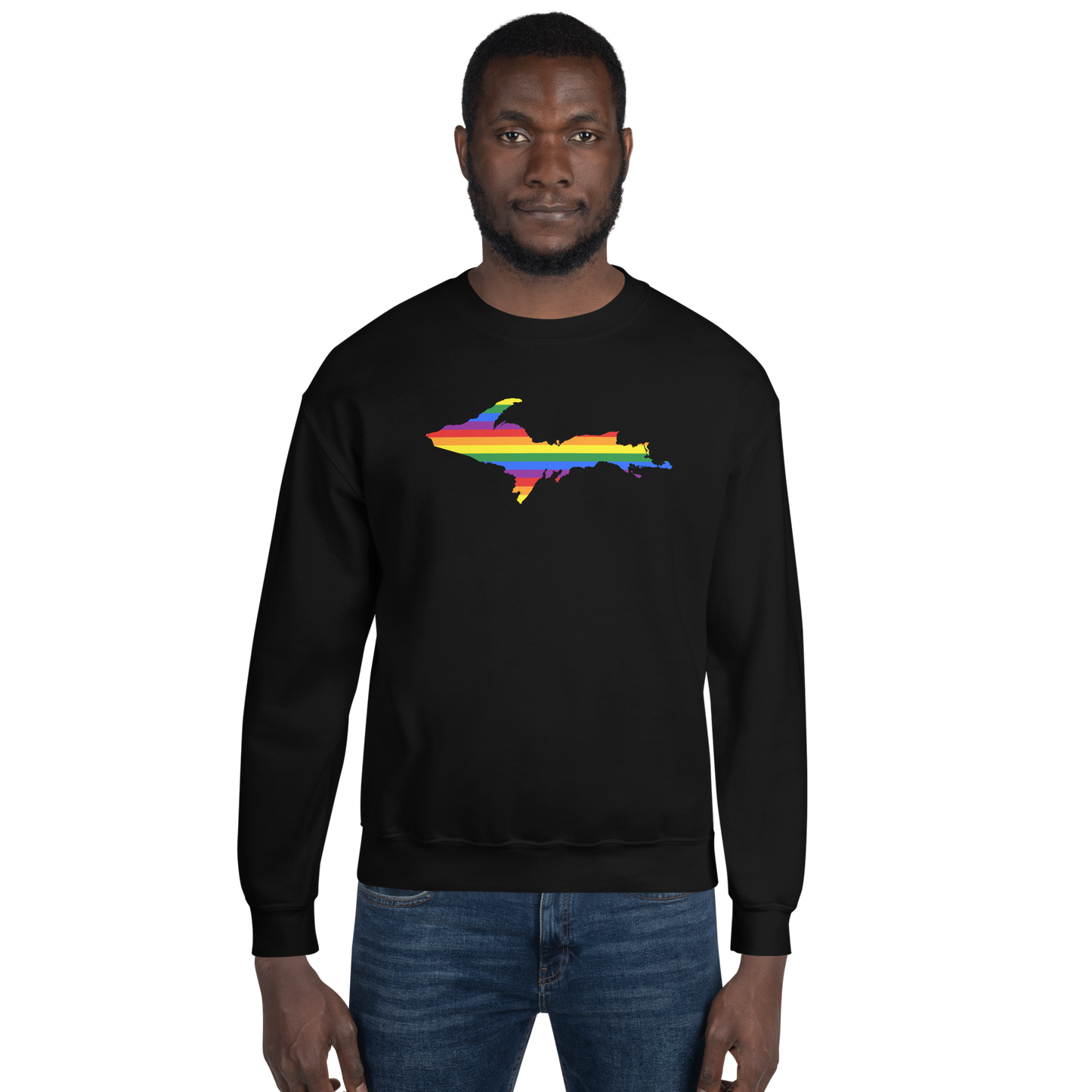 Michigan Upper Peninsula Sweatshirt (w/ UP Pride Flag Outline) | Unisex Standard