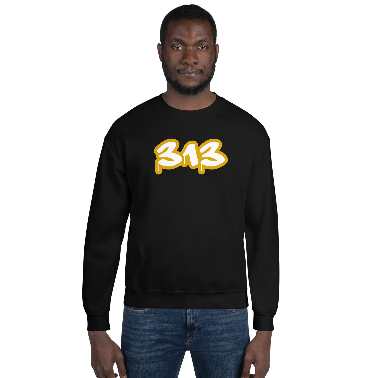 Detroit '313' Sweatshirt (Gold Tag Font) | Unisex Standard