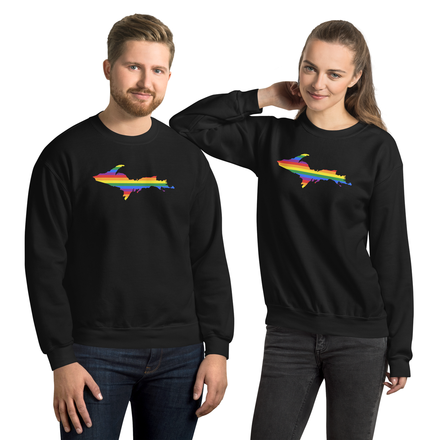 Michigan Upper Peninsula Sweatshirt (w/ UP Pride Flag Outline) | Unisex Standard