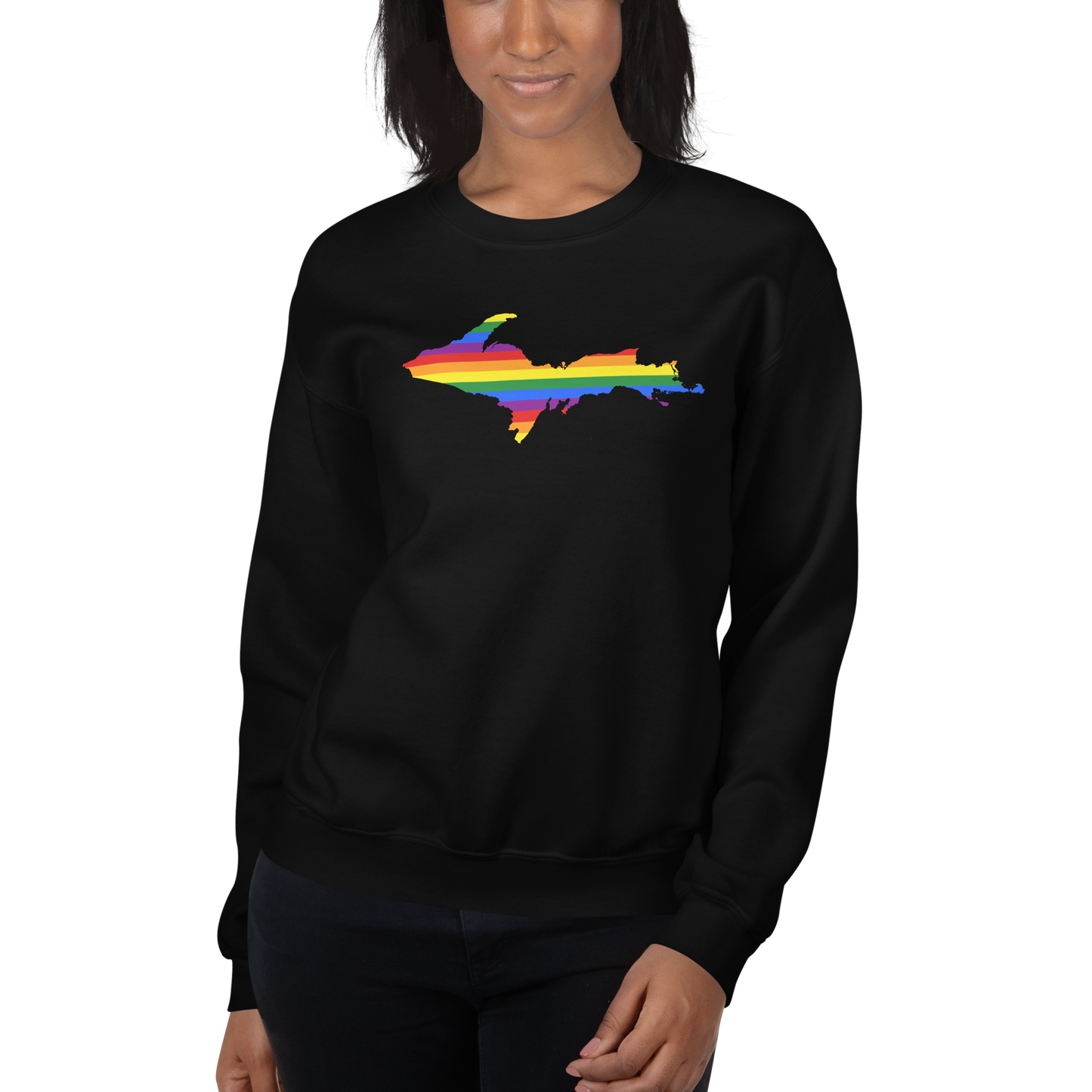 Michigan Upper Peninsula Sweatshirt (w/ UP Pride Flag Outline) | Unisex Standard