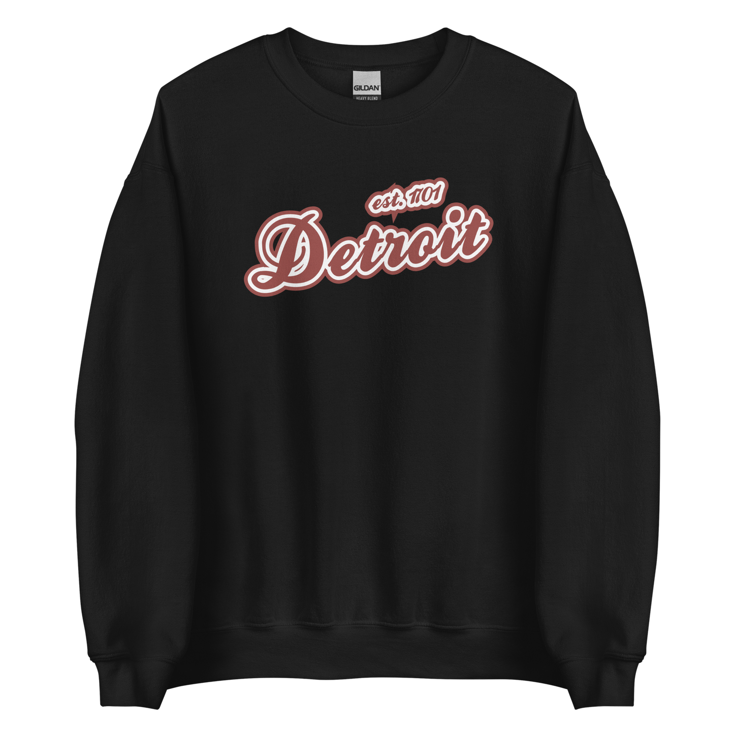 'Detroit 1701' Sweatshirt (Iron Ore Red Script Font) | Unisex Standard