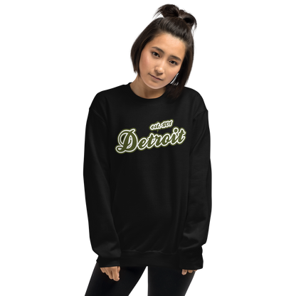 'Detroit 1701' Sweatshirt (Army Green Font) | Unisex Standard