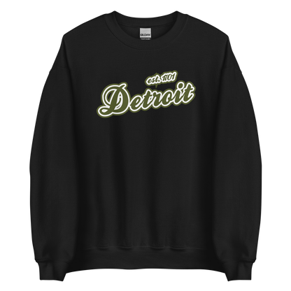 'Detroit 1701' Sweatshirt (Army Green Font) | Unisex Standard