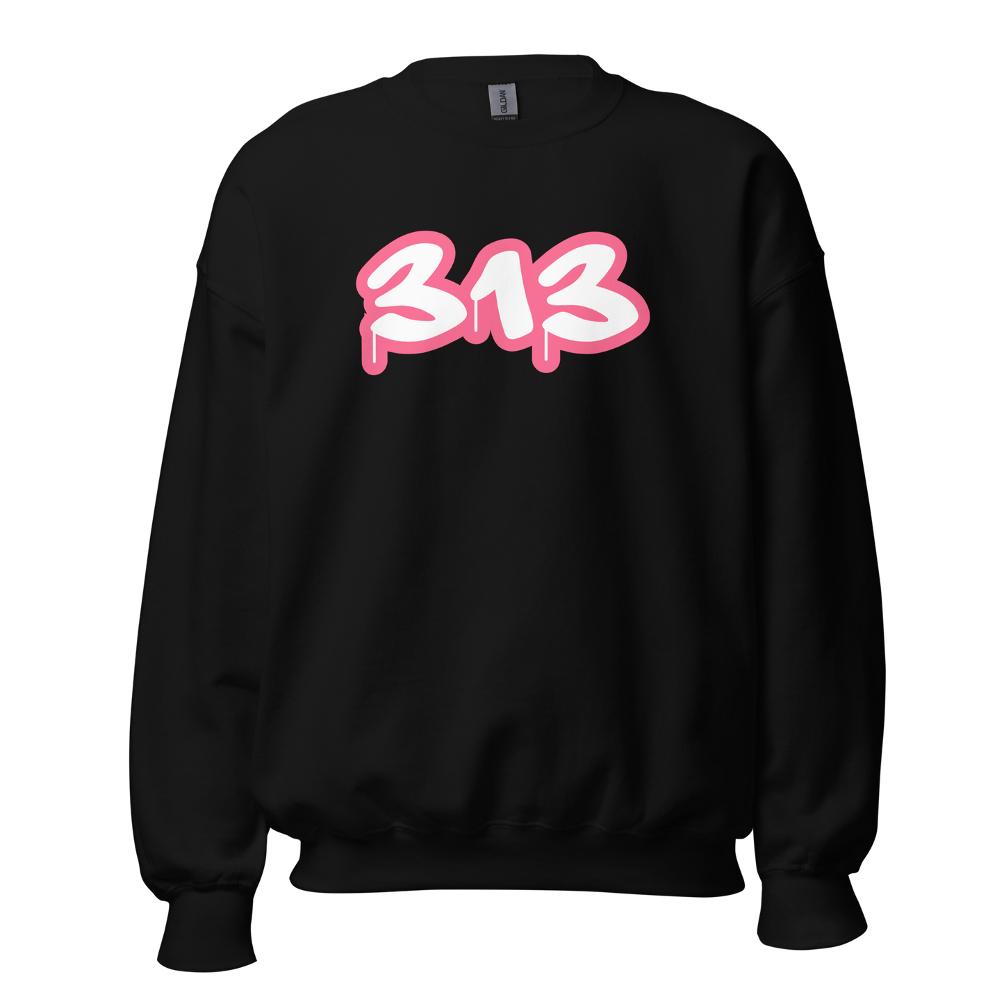 Detroit '313' Sweatshirt (Rhodochrosite Pink Tag Font) | Unisex Standard