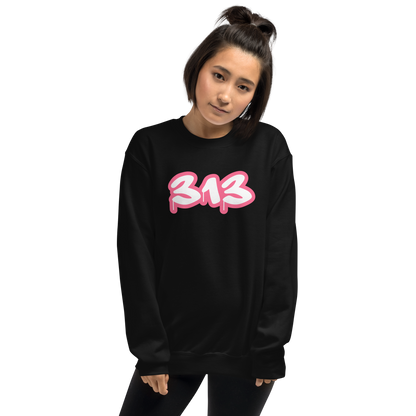 Detroit '313' Sweatshirt (Rhodochrosite Pink Tag Font) | Unisex Standard