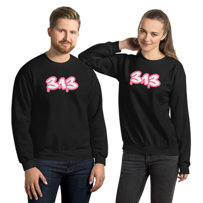 Detroit '313' Sweatshirt (Rhodochrosite Pink Tag Font) | Unisex Standard