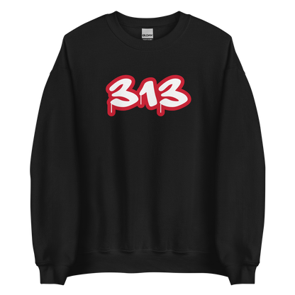 Detroit '313' Sweatshirt (Aliform Red Tag Font) | Unisex Standard