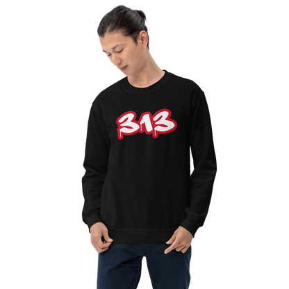 Detroit '313' Sweatshirt (Aliform Red Tag Font) | Unisex Standard