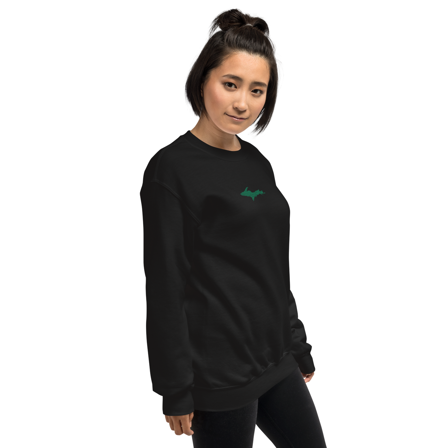 Michigan Upper Peninsula Sweatshirt (w/ Embroidered Green UP Outline) | Unisex Standard