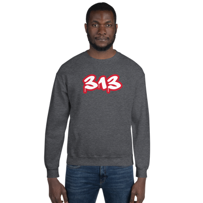 Detroit '313' Sweatshirt (Aliform Red Tag Font) | Unisex Standard