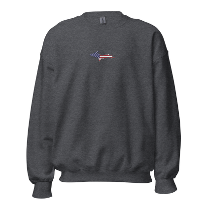 Michigan Upper Peninsula Sweatshirt (w/ Embroidered UP USA Flag Outline) | Unisex Standard